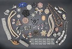 Vtg Costume Jewelry Lot Rhinetones Signed & Unsigned WEISS, JULIANA? Etc