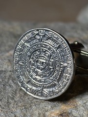 Vintage Sterling Silver Cufflinks Cuff Links Aztec Mayan Design Hecho En Mexico