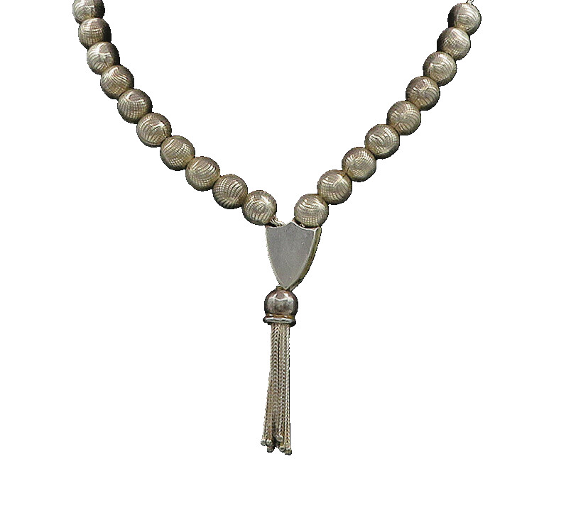 925 Sterling Silver Vintage Shiny Tassel Ends Etched Prayer Beads TR2492
