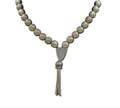 925 Sterling Silver Vintage Shiny Tassel Ends Etched Prayer Beads TR2492