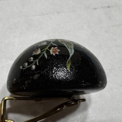 Vtg Black Floral Clip On Earrings Button Dome 60s Pink Flowers 1” Lightweight