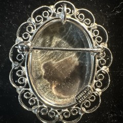Vintage Brooch Silver Sterling Sorrento Pin Pendant Mother of Pearl Bali Cameo