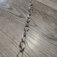 Liz Claiborne Silver Tone Choker Necklace Long Chain 41″ Hammered Links Signed