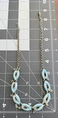 Aqua Blue Thermoset Lucite Choker Necklace Rhinestone Silver Tone Vintage 1950s