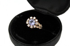Antique Victorian 12K Gold .95 Tanzanite .45 CTW Diamond Ring Sz 6.5