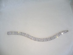 Vera Wang Sterling Silver 925 2 Row CZ Tennis Bracelet Fits 7.5″