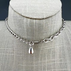 Vintage Coro Necklace Art Deco Revival Shield Monogram Silver Tone Signed 21”