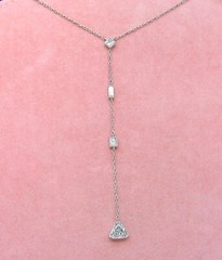 ESTATE ART DECO 1.03ct TRILLION DIAMOND LINE DROP PLATINUM LARIAT CHAIN NECKLACE