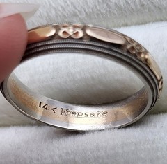 Antique 14K Yellow & White Gold KEEPSAKE 5mm Floral Wedding Band Ring Size 10.75