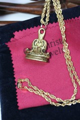 Victorian 1890’s Seal Pendant Initial HY Solid 10K Gold 2.5 MM Rope Necklace 18″