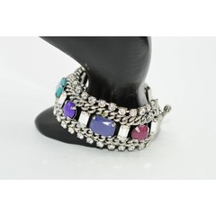 Juicy Couture Crystal Bracelet Cabochon Rhinestone Baguette Colorful RARE BinO