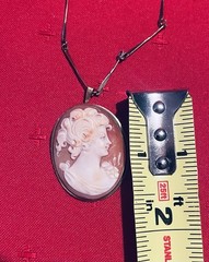 Rare Vintage Italian Gold 18K Cameo Pendant Brooch, w/o chain