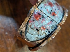 Vintage 1950s Matisse Renoir Copper & Enamel Hinged Bracelet Red White *READ*