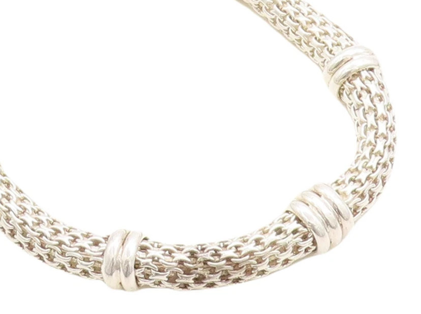 925 Sterling Silver Shiny Polished Hollow Round Link Chain Necklace NE1481