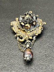 Vintage Rare Victorian style signed Maya Evangelista smoky topaz 1950-1960