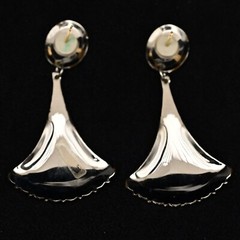 EDGAR BEREBI Original Vintage Signed Emerald Malachite Silver Designer Earrings
