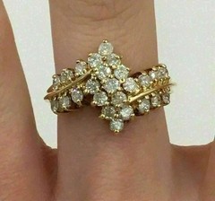 2.1Ct Art Deco Lab Created Diamond Cluster Wedding 14K Yellow Gold Finish Ring