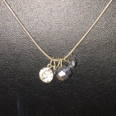 VCLM Charm Pendant Necklace Snake Chain Silver Tone Faceted Crystal Beads