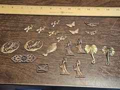 Lot Of 20 Mixed Fancy Pcs France Vintage 60s Brass Stampings Findings Jewelry