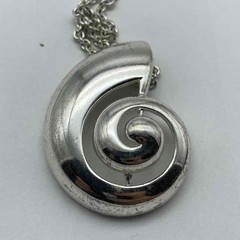 Trifari Sterling Silver 925 Nautilus Shell Pendant Necklace 35″ 42.5g