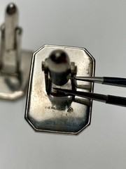 Antique Alling & Co Sterling Silver Cufflinks Rectangle Clipped Corner Newark NJ