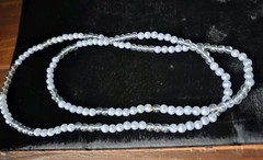Monet Signed Pastel Blue Frosted & Translucent Bead 5.92mm Necklace 32″ Vtg