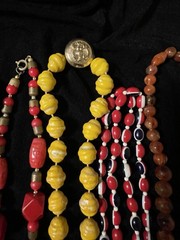 Vintage Beaded Necklace Lot (16) Neon Colors Glass Plastic Various Sizes Spacers