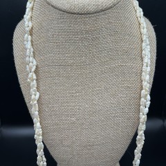Vintage Freshwater Rice Pearl Necklace 3 Strand Twisted 28 in