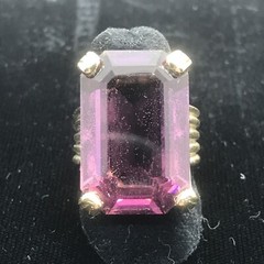 Vintage 18KT GE Gold Plated Large Purple Crystal Unique Cut Ring varied sizes