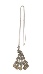 Vtg 80s Silver Tone Stunning Peacock Necklace, Bird, Animal, Work, Office,Boho