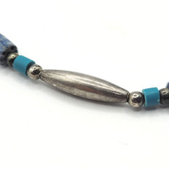 Southwestern Style Multi Color Blue Stone and Metal Vintage Necklace 17 Inch
