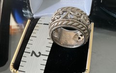 Vintage Sterling Silver Scrollwork Cigar Band – Size 8 Wide Band 1/2 Inch
