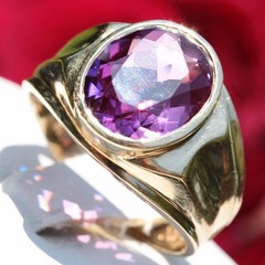 10k yellow gold ring 2.50ct Amethyst size 8.25 solitaire 4.15gr scr2363