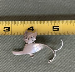 Vintage BEAU Sterling Modernist CAT Brooch Mid Century Articulated Pin Signed