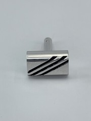 Cufflinks Rectangle Silver tone with horizontal black enamel lines