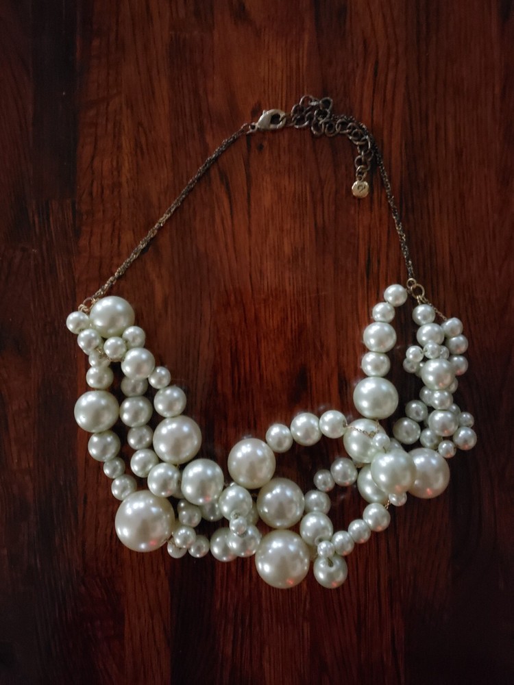 Vintage Faux Pearl Necklace Champagne Bubbles White Costume Jewelry Signed