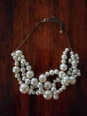 Vintage Faux Pearl Necklace Champagne Bubbles White Costume Jewelry Signed
