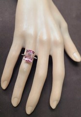 Vintage 14k white gold engagement ring 5.27ct. Natural Pink Tourmaline