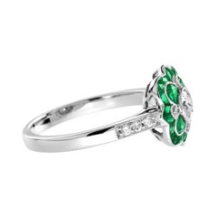 3Ct Art Deco Style Lab Created Diamond & Emerald Wedding 14k White Gold FN Ring
