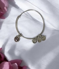 Alex and ANI October Rose Crystal Birthstone Silver Tone ADJ Bangle 7” Bracelet