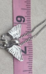 VINTAGE 925 STERLING SILV ANGEL(Gabriel) Pin/Brooch/Pendant, & Chain (NECKLACE)