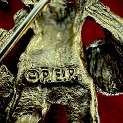 P E P Signed Knight Armor Brooch Shield Book Piece Gold Tone. Rare To Find!