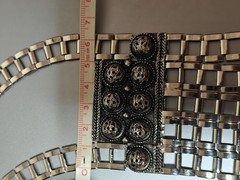 Vintage SIGNED Designer EDLEE 70’s Modernist Long Fringed Necklace 30” Silver
