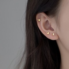 Screw back earrings Butterfly Studs Tragus/Cartilage/Helix Balls Silver Gold
