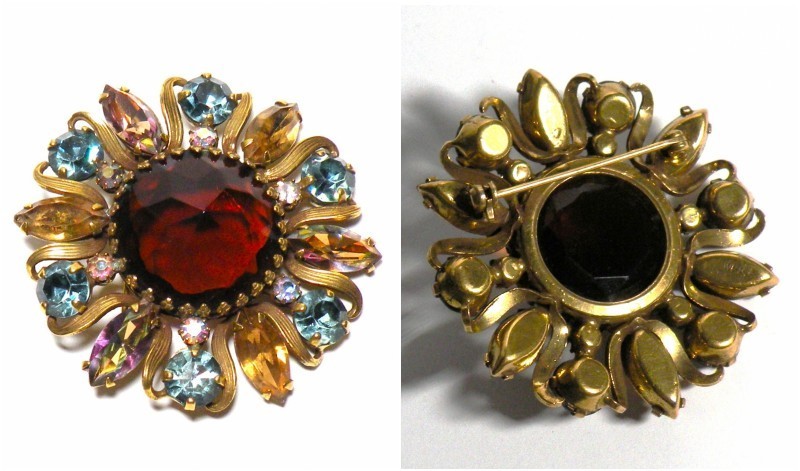 VINTAGE WEISS RHINESTONE CRYSTAL PIN BROOCH MID CENTURY 1950’S 1960’S COSTUME