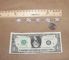 Vtg Sterling Silver Art Nouveau Floral Set Earrings clip-Bracelet 6.5″- Ring 5.5