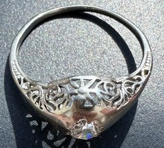 ESTATE ANTIQUE ART DECO OLD CUT DIAMOND RING 18K WHITE GOLD