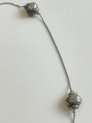Silver Station Necklace Textured Silver Beads 30” Long Vtg Sustainable Fashion