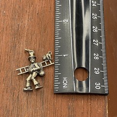 Vintage 800 Silver Good Luck Chimney Sweep with Cat 3D Pendant Bracelet Charm