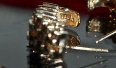 10k yellow gold earrings 1.00ct natural diamond 0.72″ pyramid dangle 4.50g N3658
